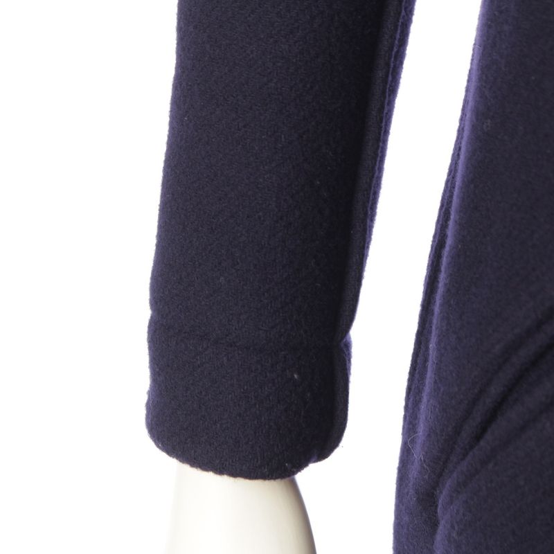 Chanel Wool Angora Coco Mark Long Stainless Steel Collar Coat P42157 Navy 34