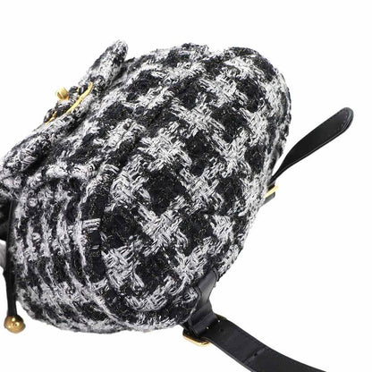 Chanel Chain Backpack Rucksack Sac Tweed Leather Black Gray