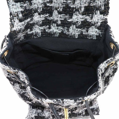 Chanel Chain Backpack Rucksack Sac Tweed Leather Black Gray