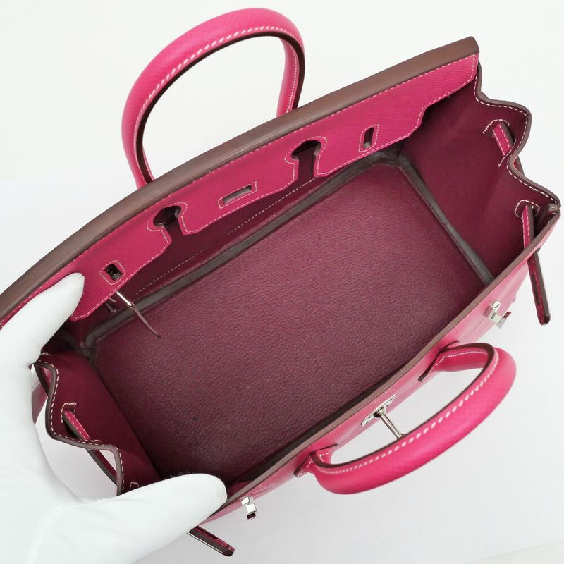 Hermes Candy Birkin 25 Epson Rose Tyrian Tosca Silver-hardware O Stamp