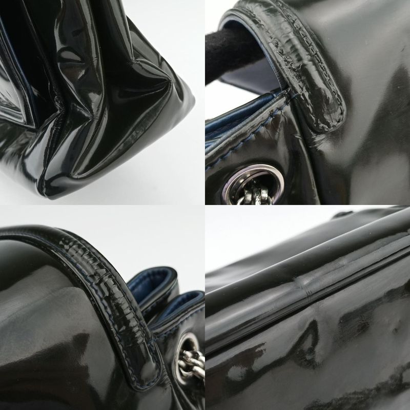 Chanel Chain Flap Black Patent A46823