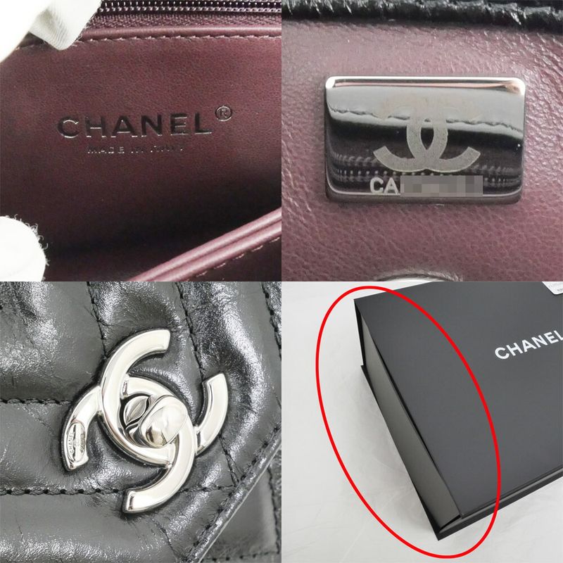 Chanel Coco Handle XS Chevron A92990 Calfskin Shoulder Bag Black Hand