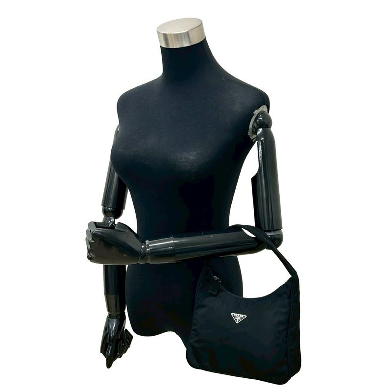 Prada Triangle Logo Plate Hardware Tessuto Nylon Mini Handbag One Shoulder Bag