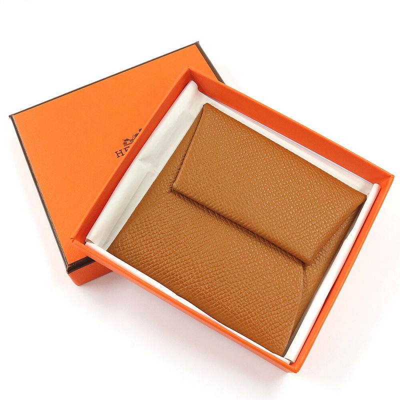 Hermes Bastia Gold Epson Coin Case X-engraved Men's Women's Unused
