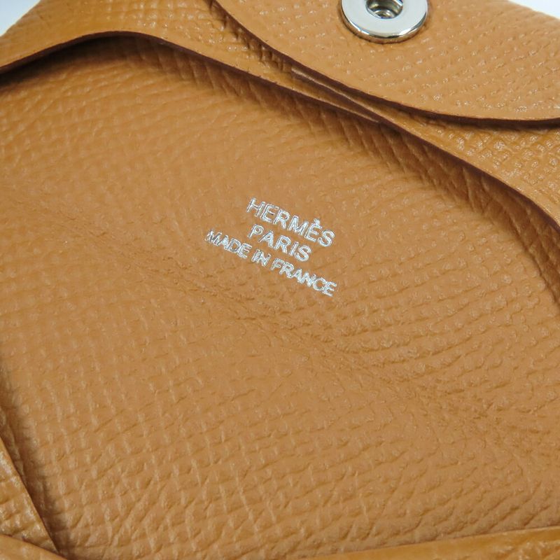 Hermes Bastia Gold Epson Coin Case X-engraved Men's Women's Unused