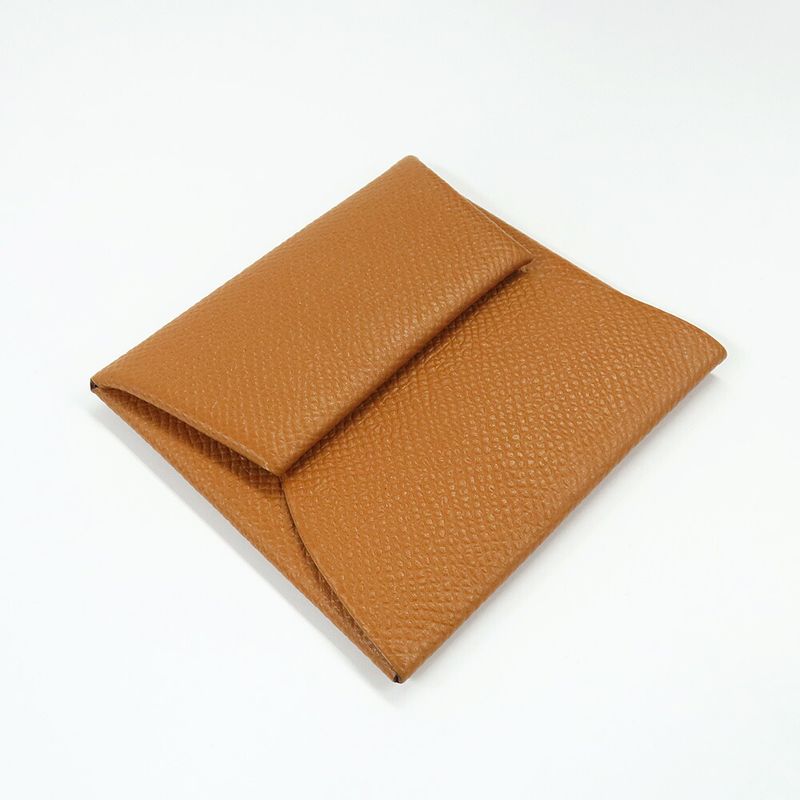 Hermes Bastia Gold Epson Coin Case X-engraved Men's Women's Unused