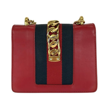 Gucci Sylvie Red Gold Hardware Leather 431666 Shoulder Bag Chain Shoulder Bag