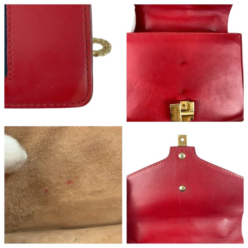 Gucci Sylvie Red Gold Hardware Leather 431666 Shoulder Bag Chain Shoulder Bag