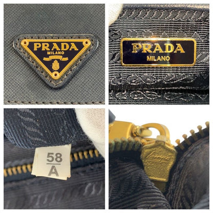 Prada Tessuto Triangle Logo Plate Navy Gold Hardware Nylon Leather Shoulder Bag