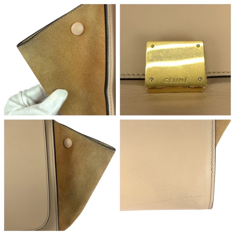 Celine Trapeze Salmon Pink Gold Hardware Leather Shoulder Bag Handbag 2way