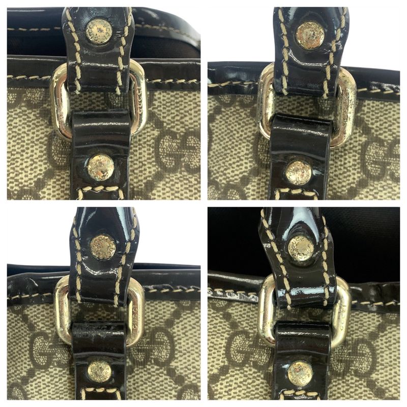 Gucci Beige Brown Gold Hardware GG Supreme Canvas 197953 Tote Bag Shoulder Bag
