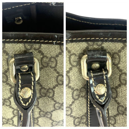 Gucci Beige Brown Gold Hardware GG Supreme Canvas 197953 Tote Bag Shoulder Bag