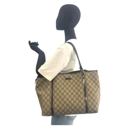 Gucci Beige Brown Gold Hardware GG Supreme Canvas 197953 Tote Bag Shoulder Bag