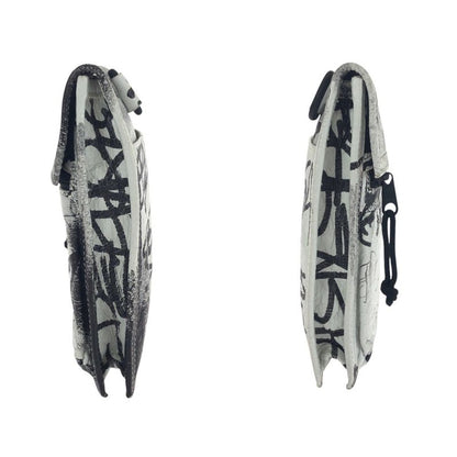 Balenciaga Graffiti Explorer White Black Leather Shoulder Bag Pochette Women's