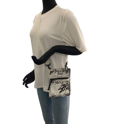 Balenciaga Graffiti Explorer White Black Leather Shoulder Bag Pochette Women's