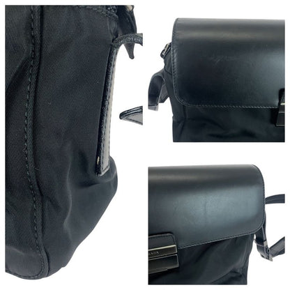 Prada Tessuto Black Gunmetal Hardware Nylon Leather Shoulder Bag Messenger