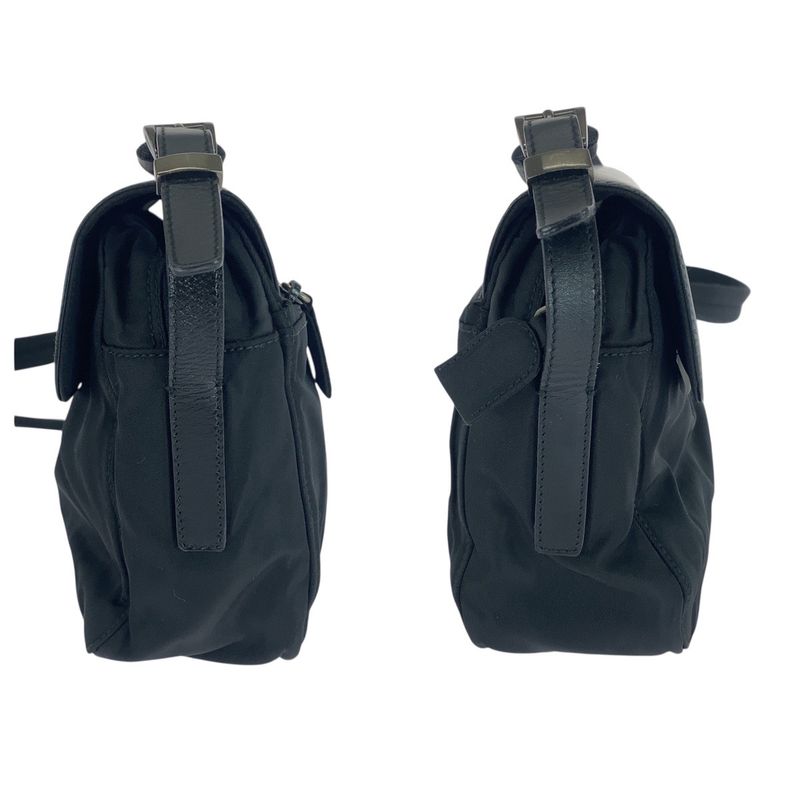 Prada Tessuto Black Gunmetal Hardware Nylon Leather Shoulder Bag Messenger Bag