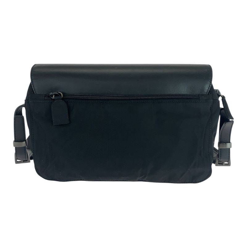 Prada Tessuto Black Gunmetal Hardware Nylon Leather Shoulder Bag Messenger Bag