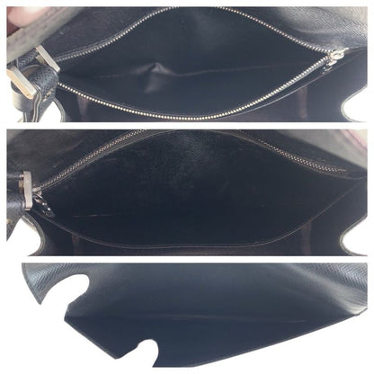 Louis Vuitton Taiga Selenga Black Silver Hardware Leather Second Bag Clutch Bag