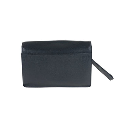 Louis Vuitton Taiga Selenga Black Silver Hardware Leather Second Bag Clutch Bag