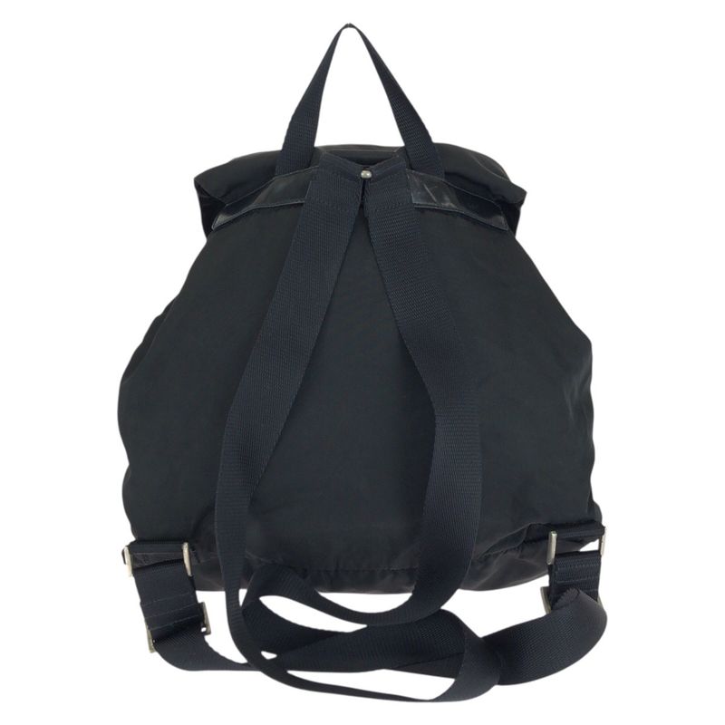 Prada Tessuto Triangle Logo Plate Black Silver Hardware Nylon Rucksack Sac