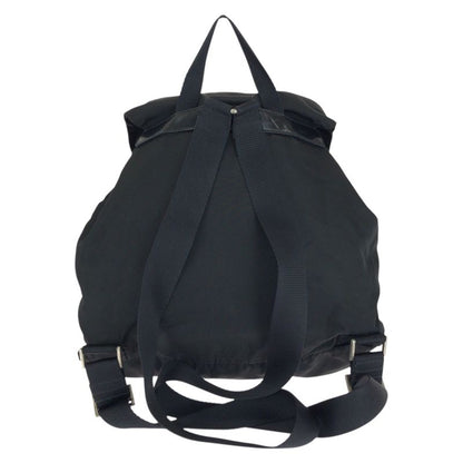 Prada Tessuto Triangle Logo Plate Black Silver Hardware Nylon Rucksack Sac