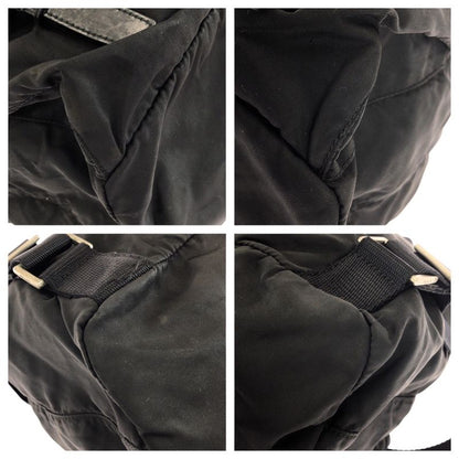 Prada Tessuto Triangle Logo Plate Black Silver Hardware Nylon Rucksack Sac