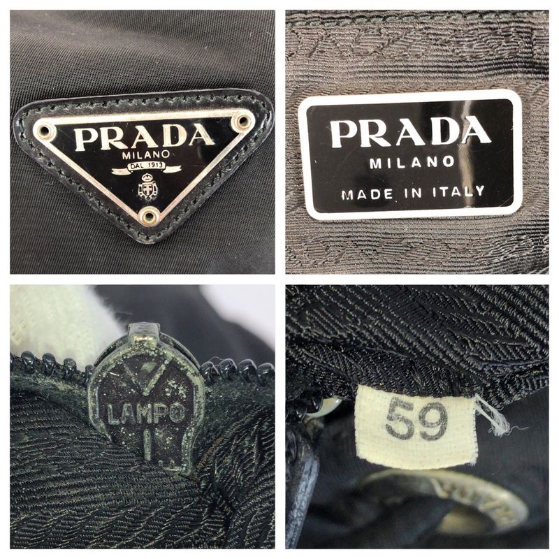 Prada Tessuto Triangle Logo Plate Black Silver Hardware Nylon Rucksack Sac