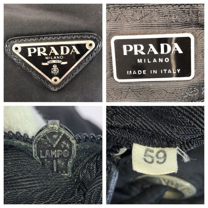 Prada Tessuto Triangle Logo Plate Black Silver Hardware Nylon Rucksack Sac
