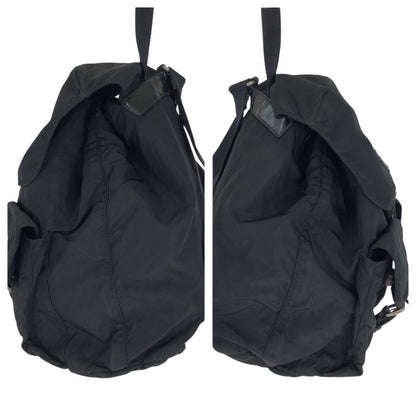 Prada Tessuto Triangle Logo Plate Black Silver Hardware Nylon Rucksack Sac