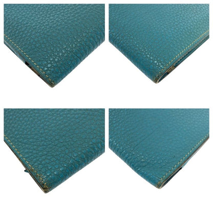 Hermes Dogon GM Blue Gene Blue Silver Hardware Togo Long Wallet □L Engraved