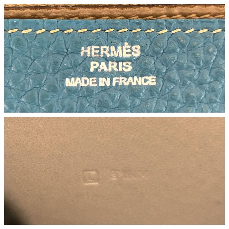 Hermes Dogon GM Blue Gene Blue Silver Hardware Togo Long Wallet □L Engraved