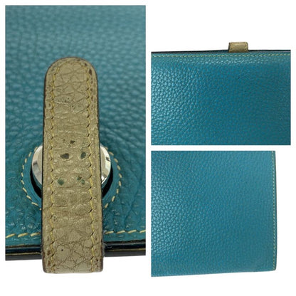 Hermes Dogon GM Blue Gene Blue Silver Hardware Togo Long Wallet □L Engraved