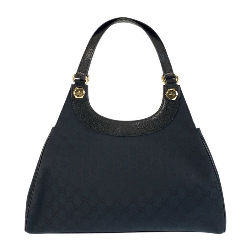 Gucci Black Gold Hardware GG Canvas Leather 154981 Shoulder Bag Tote Bag Ladies