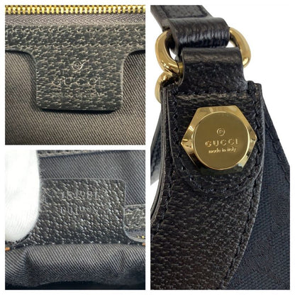 Gucci Black Gold Hardware GG Canvas Leather 154981 Shoulder Bag Tote Bag Ladies