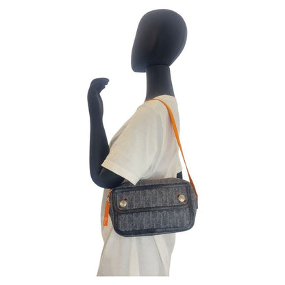 DIOR Flightline Trotter Navy Black Orange Canvas Shoulder Bag Pochette Women's