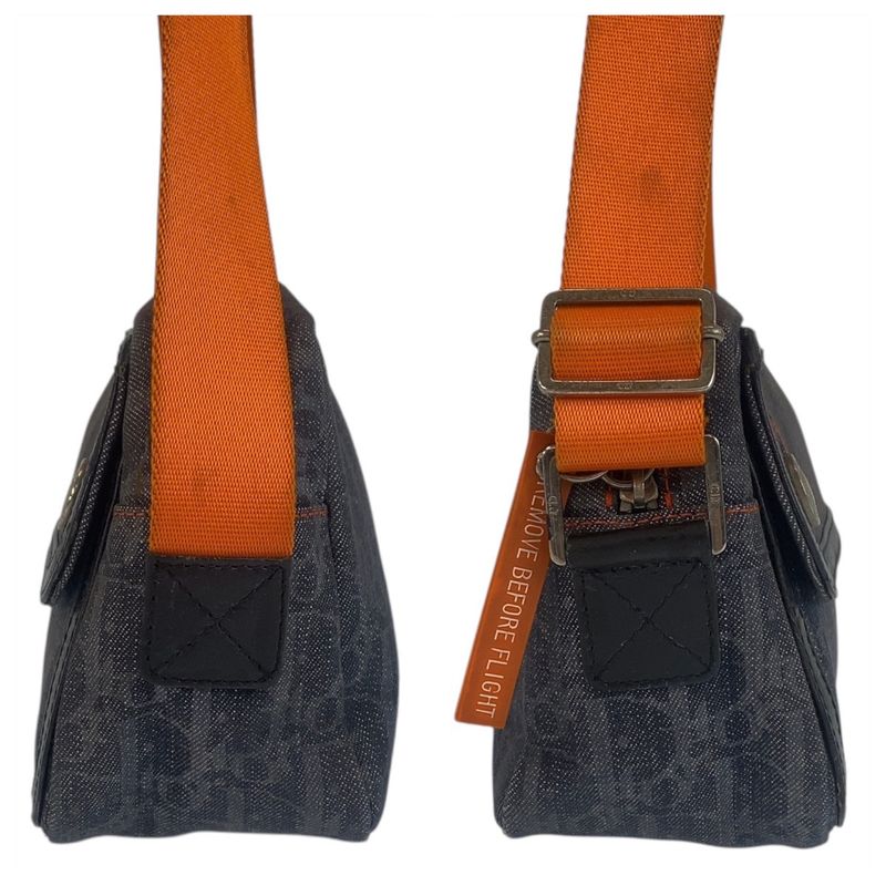 DIOR Flightline Trotter Navy Black Orange Canvas Shoulder Bag Pochette Women's