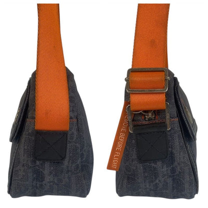 DIOR Flightline Trotter Navy Black Orange Canvas Shoulder Bag Pochette Women's