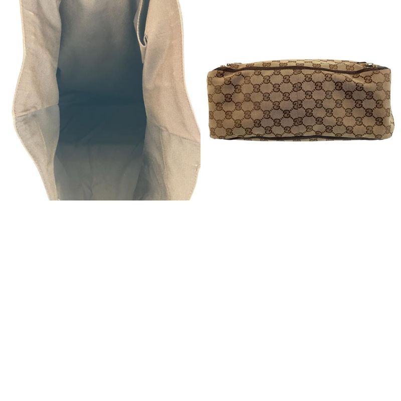 Gucci Abbey Brown Gold Hardware GG Canvas Leather 130733 Tote Bag Shoulder Bag