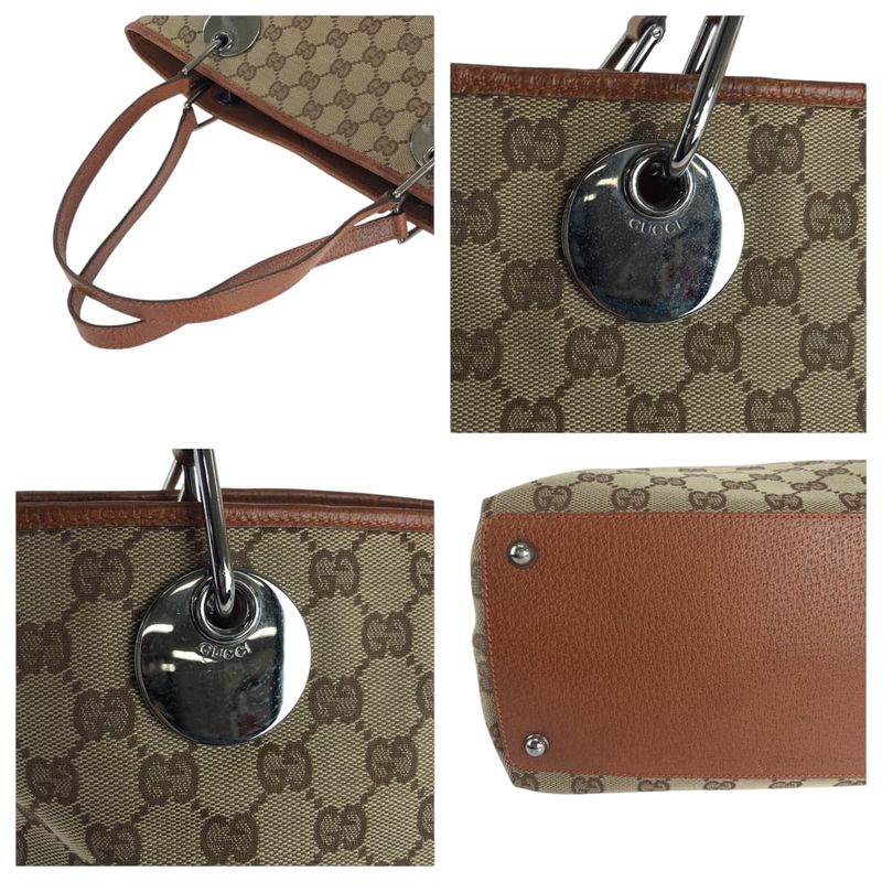 Gucci Brown Silver Hardware GG Canvas 120836 Tote Bag Shoulder Bag Ladies 506669