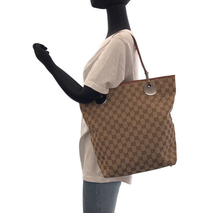 Gucci Brown Silver Hardware GG Canvas 120836 Tote Bag Shoulder Bag Ladies 506669