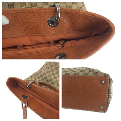 Gucci Brown Silver Hardware GG Canvas 120836 Tote Bag Shoulder Bag Ladies 506669