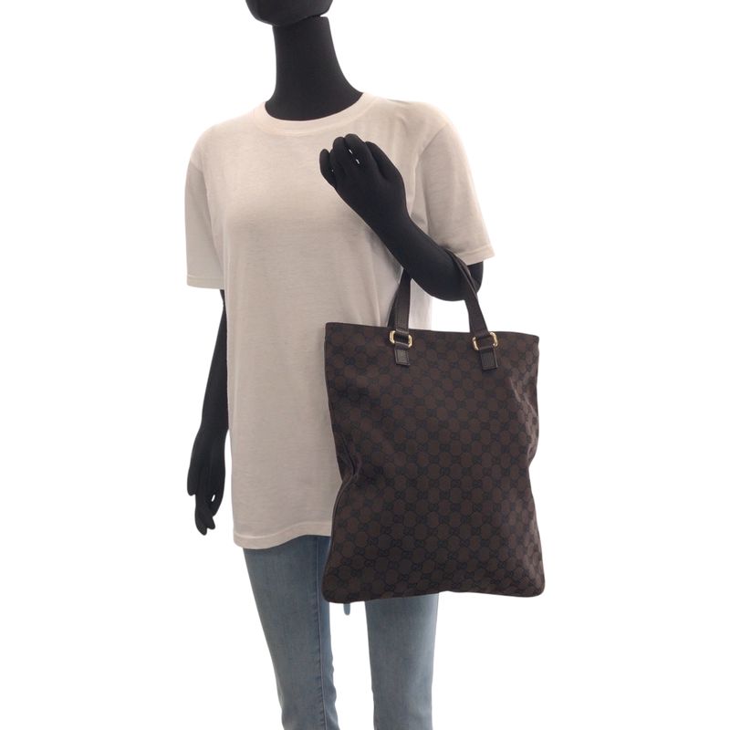 Gucci Brown Gold Hardware GG Canvas Tote Bag Handbag Men's