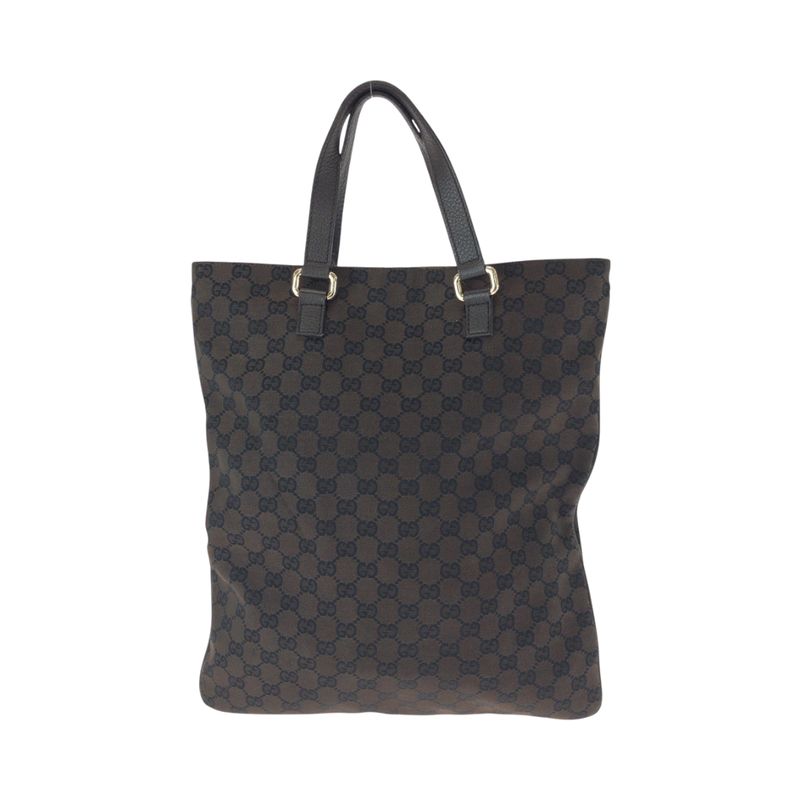 Gucci Brown Gold Hardware GG Canvas Tote Bag Handbag Men's