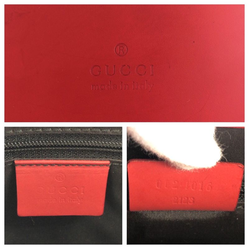 Gucci Bamboo Red Black Leather 012 1016 Tote Bag Shoulder Bag 2-Way Ladies
