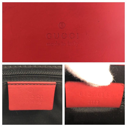 Gucci Bamboo Red Black Leather 012 1016 Tote Bag Shoulder Bag 2-Way Ladies