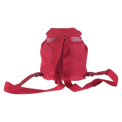 Prada Tessuto Triangle Logo Plate Red Silver Hardware Nylon Leather Rucksack/day