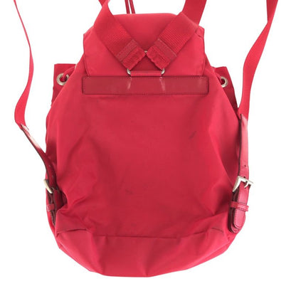 Prada Tessuto Triangle Logo Plate Red Silver Hardware Nylon Leather Rucksack/day