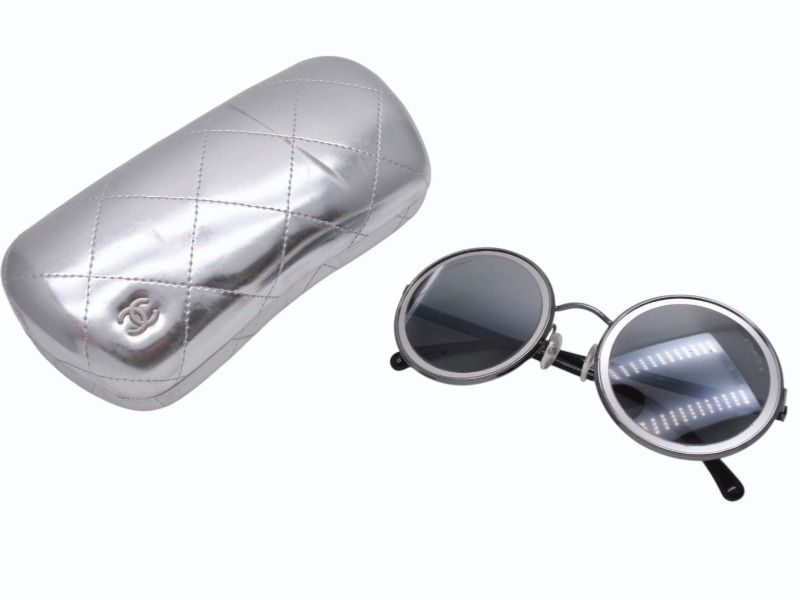 Chanel Sunglasses Resin Acetate Metal Black Mirror Eyewear