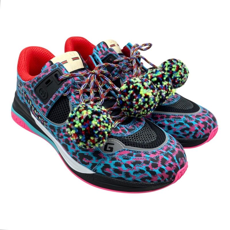 Gucci Sneakers Ultra Space 630331 9 Sizes Logo Leopard Print Multicolor Blue